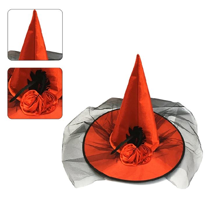 Halloween Party Witch Hat Costume Accessory Black/Red Halloween Costume for Girl