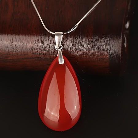 Romantic Retro Teardrop-shaped Red Glass Crystal Pendant Silver Color Snake Chain Necklace for Women Trendy Collar Chain Jewelry красный