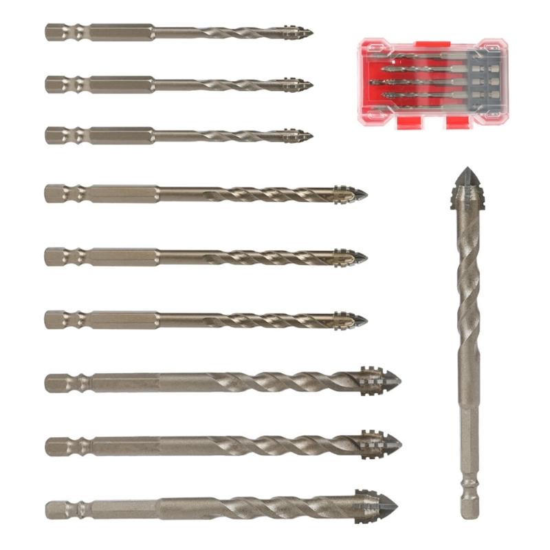

10pcs High Performances Hex Shank Four Flute Sawtooth Eccentric Drill Bits for Precise Drilling In Various Materials 1
