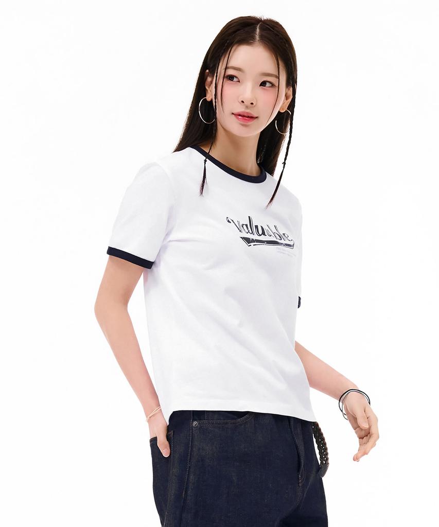 CHASECULT Women'S Graphic Ringer Short Sleeve T-Shirt - White