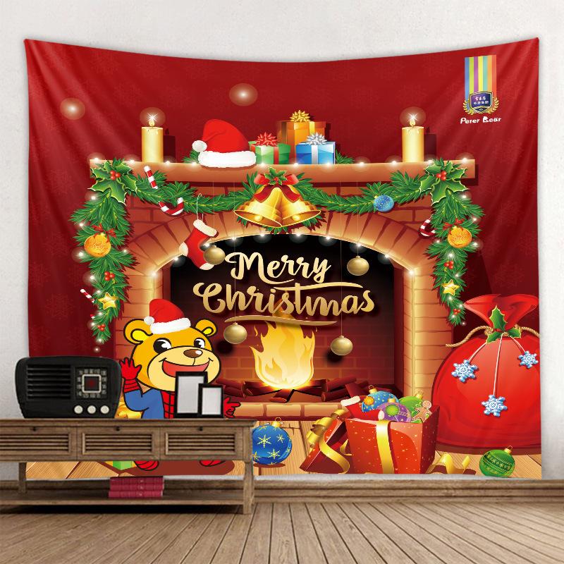 Cross-border Manufacturer Bedroom Home Fireplace Background Cloth Nordic Christmas Santa Tapestry