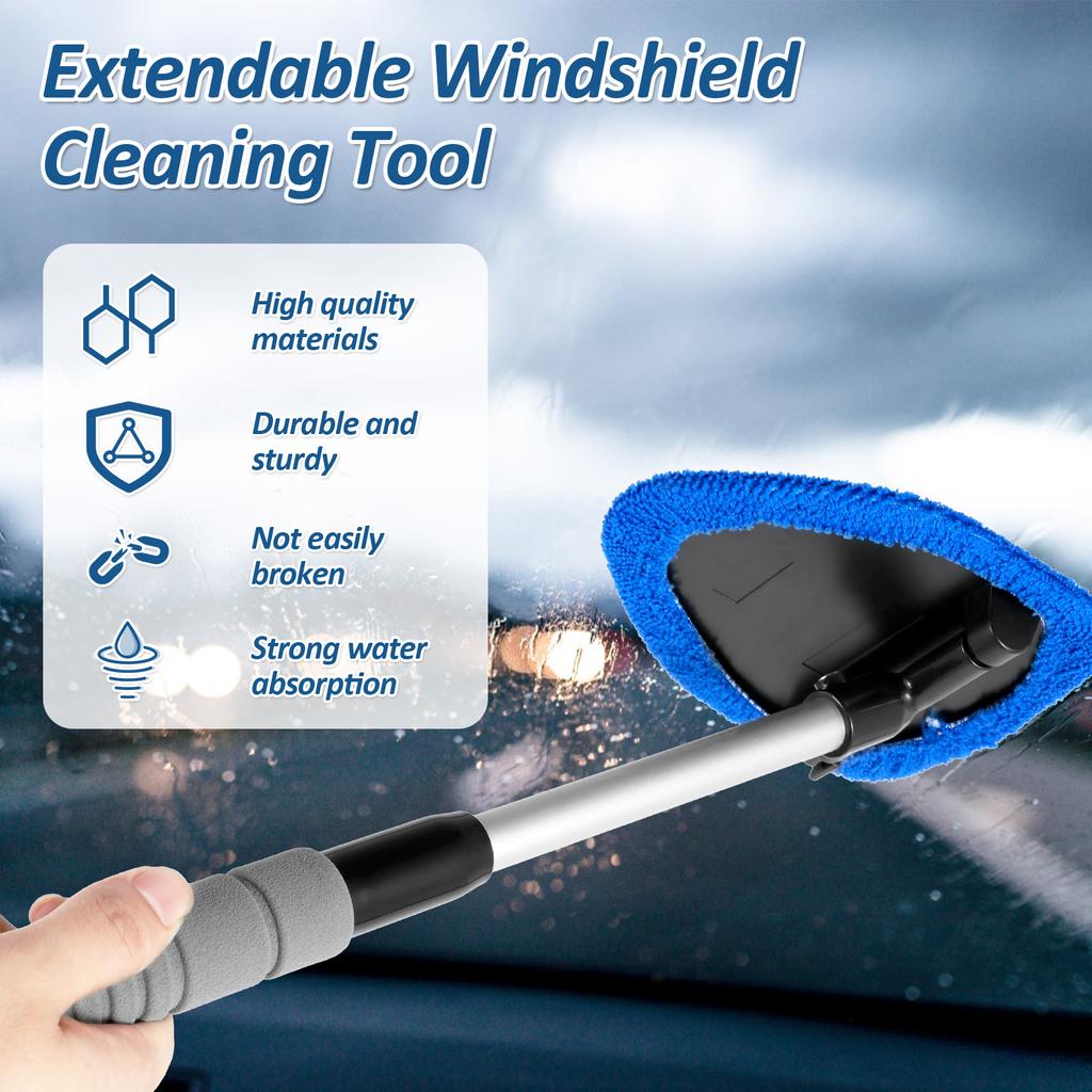 Car Windshield Water Scraping Telescopic Car Glass Car Window Wiper Auto Cleaning Tools Window Cleaning Brush Cleaning Cloth