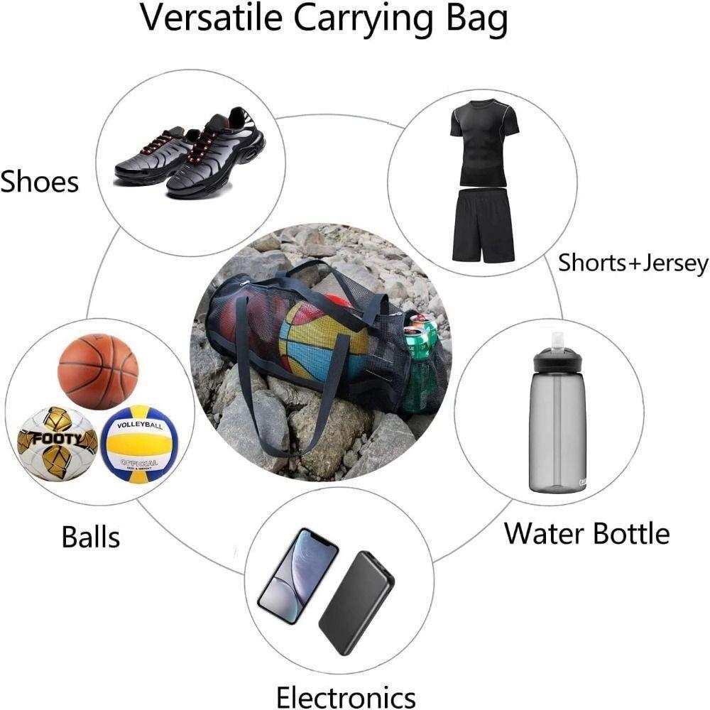 Geantă de mână din plasă neagră, sac de depozitare pentru mingi, geantă duffel din plasă de înaltă calitate