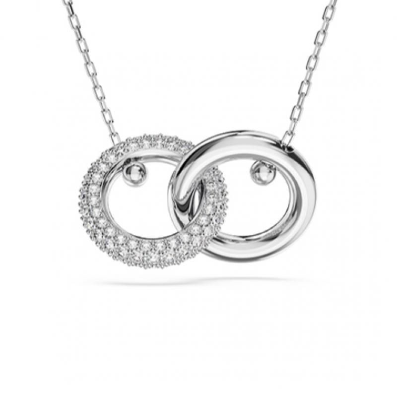 Swarovski Rhodium Interlocking Loop Necklace 5670251