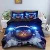 Astronaut In Space Cat for Girls Boy Teen Cute Pet Pattern Duvet Cover 3D Printed Quilt Cover for Bedroom Decoration Queen Size