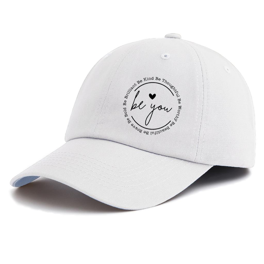 1pc BE YOU Print Baseball Cap for Adults,Minimalist Retro Style Casual Soft Adjustable Dad Hat,Perfect As Gift