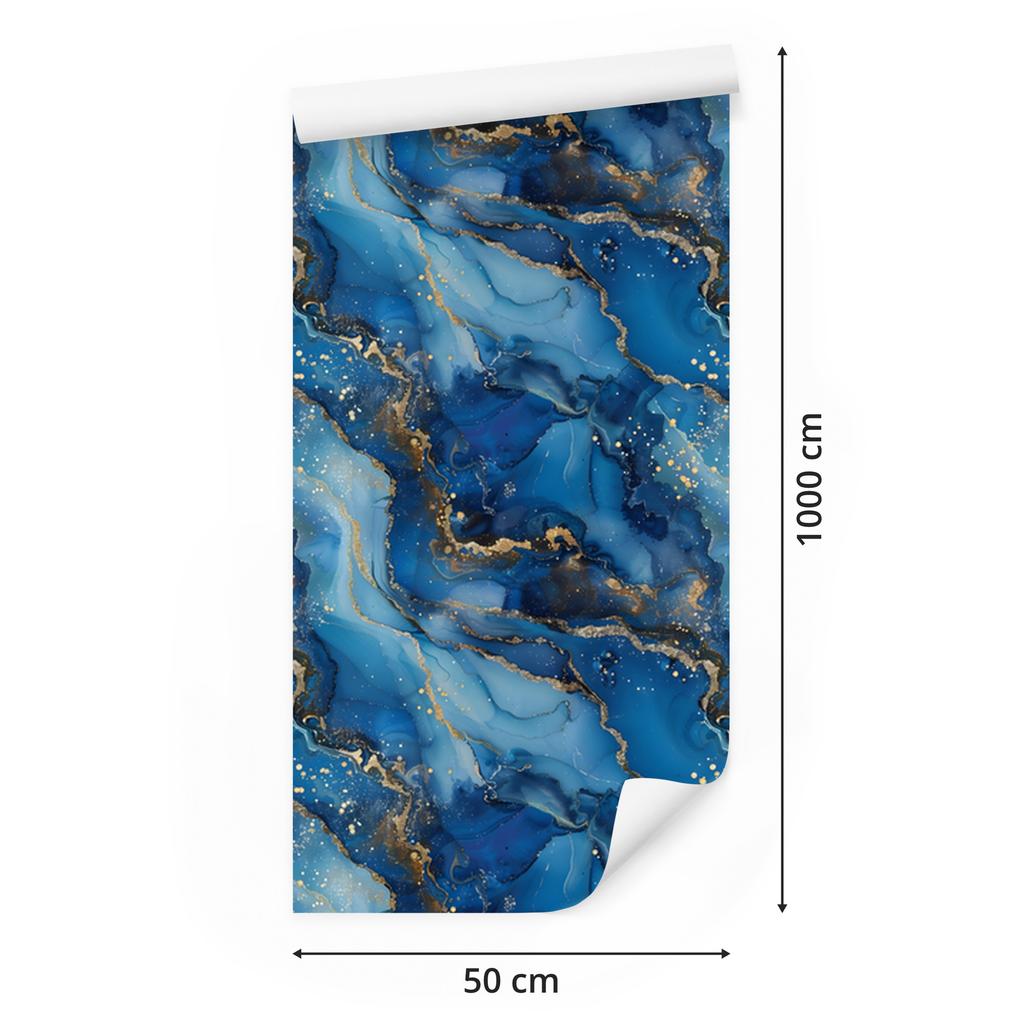 Wallpaper Ink blue, navy blue, turquoise and graphite 50x1000