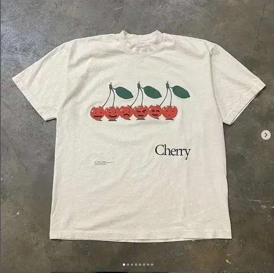 Summer New Fashion Retro Men's T Shirt Fun Fruit Print Tops Cotton Short Sleeve Casual Women Streetwear Round Neck Tees Tops