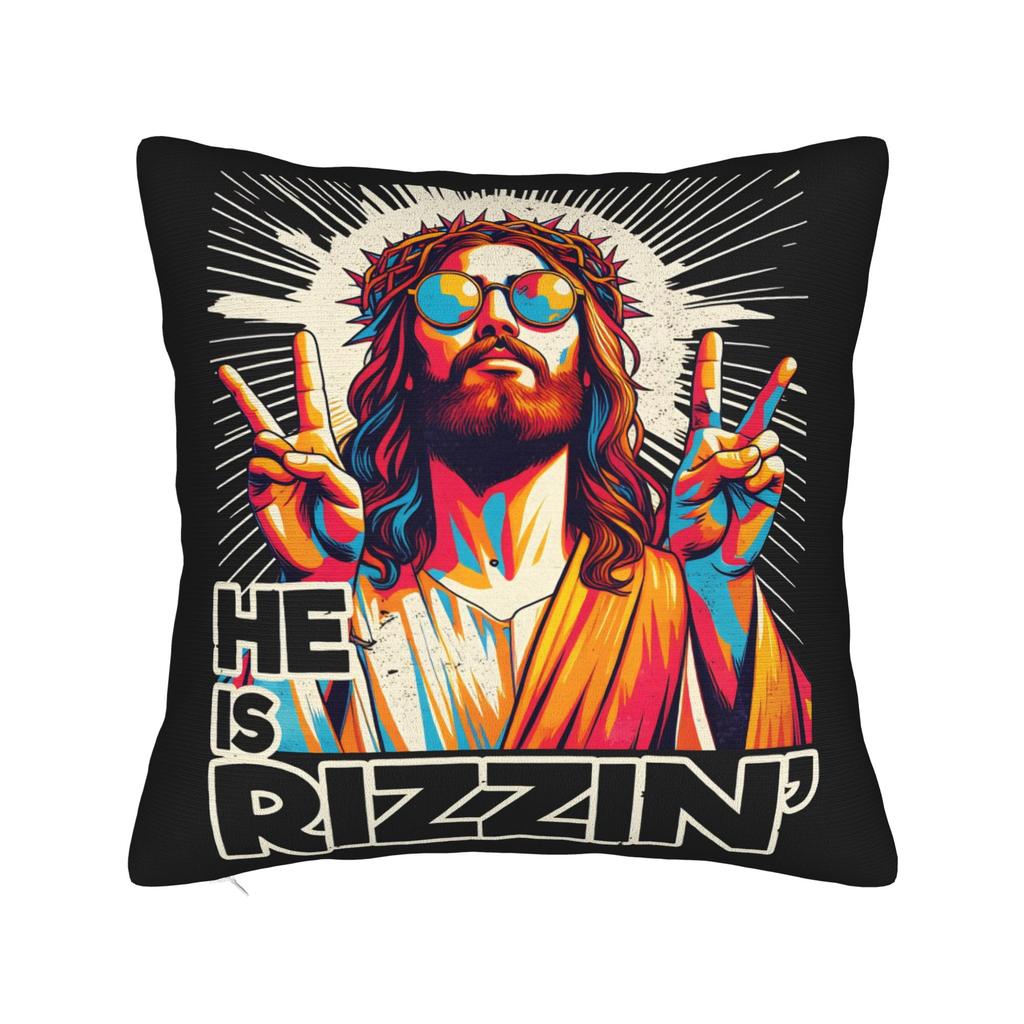 Pillow Cover He Is Risen Boho Easter Christian Jesus Vintage Pillow Case For Sofa Bedroom Home Decor Pillowcases