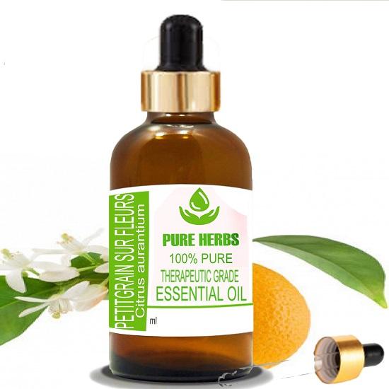 Pure Herbs Petitgrain Sur Fleurs (Citrus aurantium var. amara) Pure & Natural Therapeutic Grade Essential Oil Glass