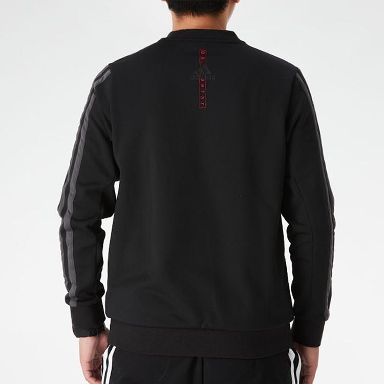 Adidas Print Fleece-Lined Warm Pullover Sport Hoodie Men Tops Black GP4574