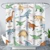 Boys' Dinosaur Monster Truck Shower Curtain Speed Racing Cars with Dinosaurs Print Waterproof Fabric Bath Curtain with Hooks