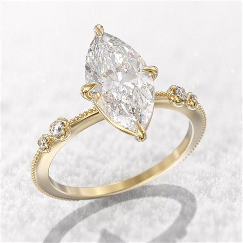 Sterling  AAA Crystal Marquise Cubic Zirconia Rings for Women Fashion Thin Ring Engagement Wedding Statement Jewelry