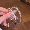 New Trend Women's Hoop Earrings Rhinestone Twisted Circle Round Big Exaggerated Loop Earrings Punk Hiphop Female Ear Jewelry