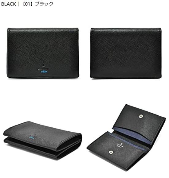 en Business Card Holder with Brand Shopper Gift Wrapping Large Capacity 345159 LANVIN en Bleu Our Limited Leather Black [LANVIN Bleu] Men's [01]