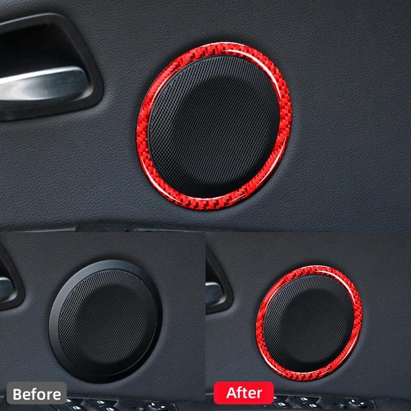 For BMW 3 Series E90 2005-2012 Car Accessories Carbon Fiber Interior Car Door Horn Decoration Ring Trim Cover Stickers