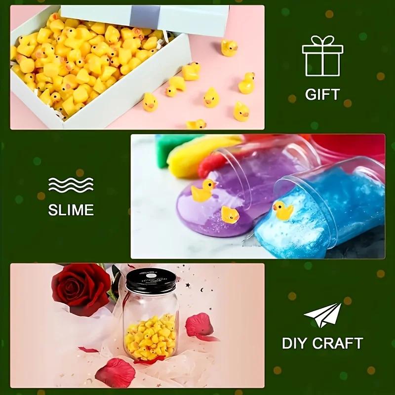 100 Pcs Mini Yellow Duck Ornament Miniature Figures,Tiny Duck,Resin,Handicraft,Micro Landscape, Home Decoration,
