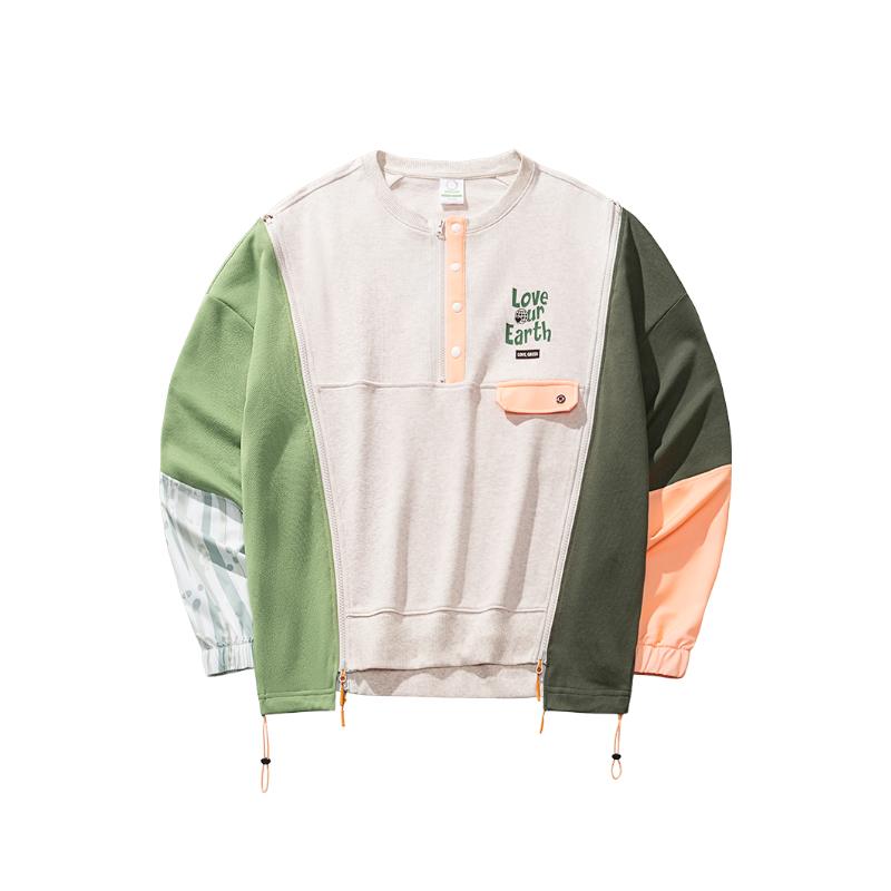 

Anta Outdoor Series Color Block Letter Round Neck Comfortable Breathable Versatile Loose Sweatshirt Men sweatshirt 172516702G-1 L