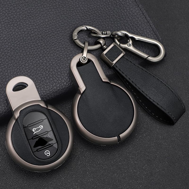 KUNIO Mini Key Case, Smart Key Holder, Zinc Alloy, PVC Leather, Compatible with Mini Cooper, Cooper S, Crossover, Countryman, and F-Series F54, F55, F