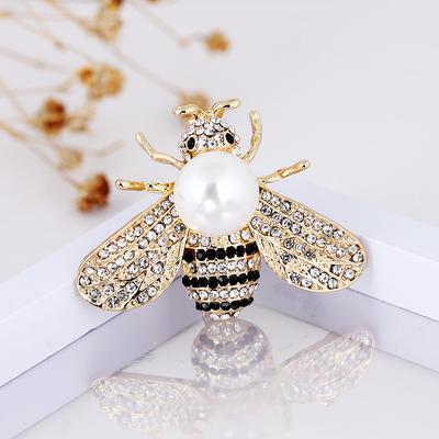 Trojrozměrná slitina perla plný diamant hmyz včela brož dámský styl brože doplňky XZ4564