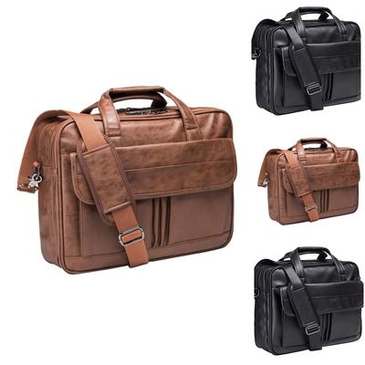 Men's Business Briefcase Multifunction 16 Inch Laptop Bag PU Retro Messenger Shoulder Pack Large Capacity  Crossbody Bags