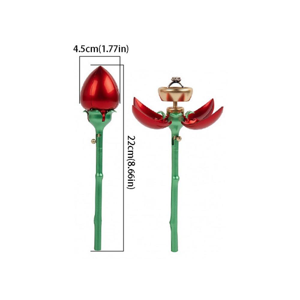 Dustproof Flower Ring Box Elegant Proposal Ring Box Auto Blooming Rose Ring Box Jewelry Packaging Red ring box