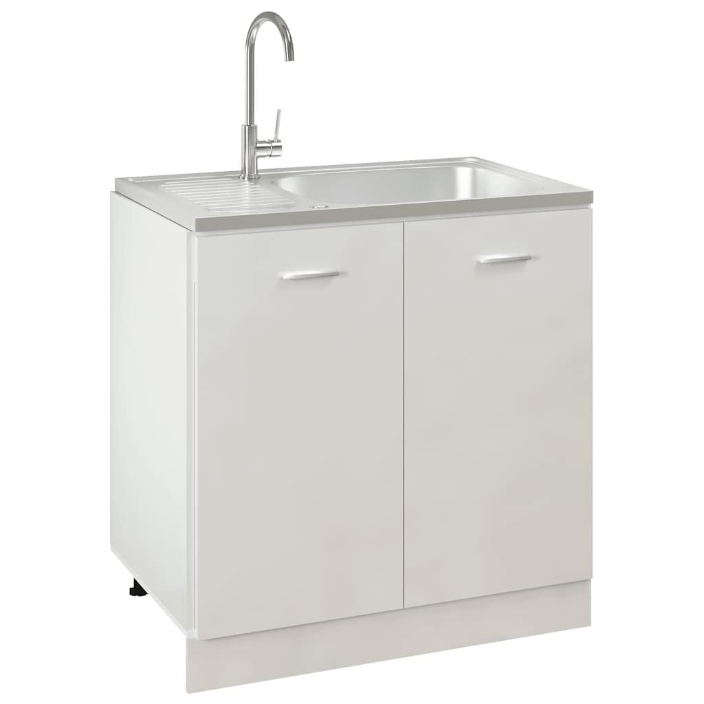 Vidaxl Kitchen Sink with Drainer, Silver, 800X500X155 Mm, Steel