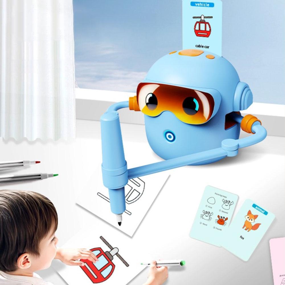 Kids Drawing Robot Early Educational Toys with 100 Cards Preschool Learning Activities Birthday Christmas Gifts for Boys Girls