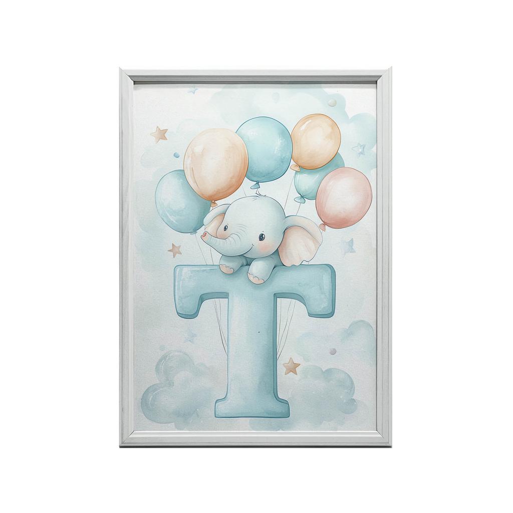 Plakat Słonik Na Literce T Plakat Słonik Na Literce T, 70X100 Cm, Bez Ramy, Płótno Premium Na Blejtramie