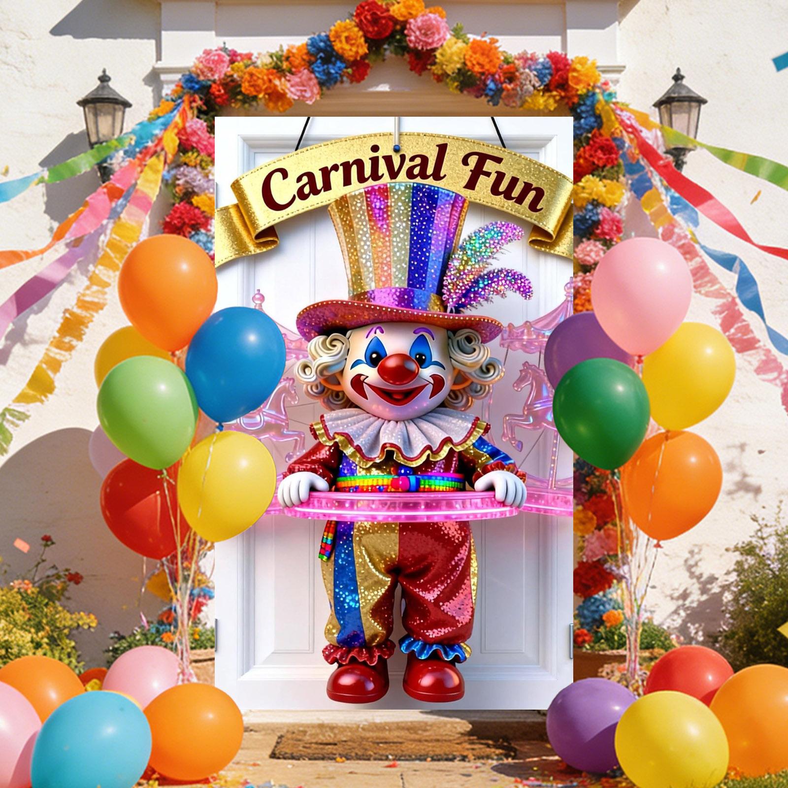 Carnival Decoration Door Clown Carnival Door Cover Decoration Circus Decoration Fancy Dress Decoration Hanging Swinging Pig One Size