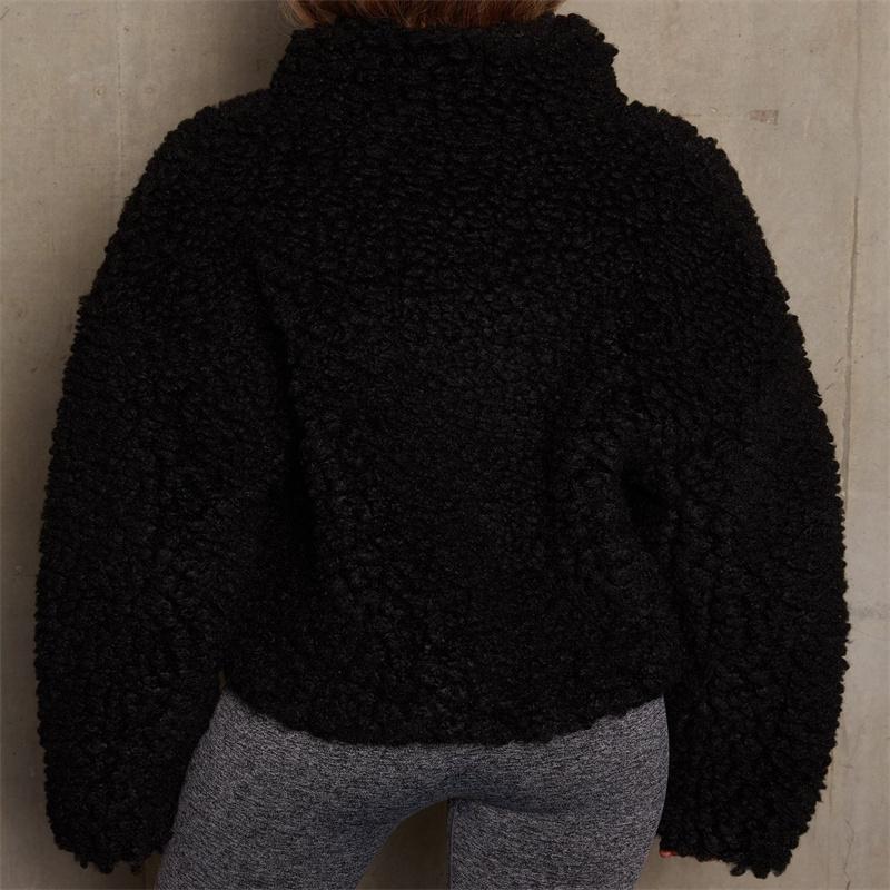Women Lambswool Jacket New Plush Cardigan Warm Short Jacket