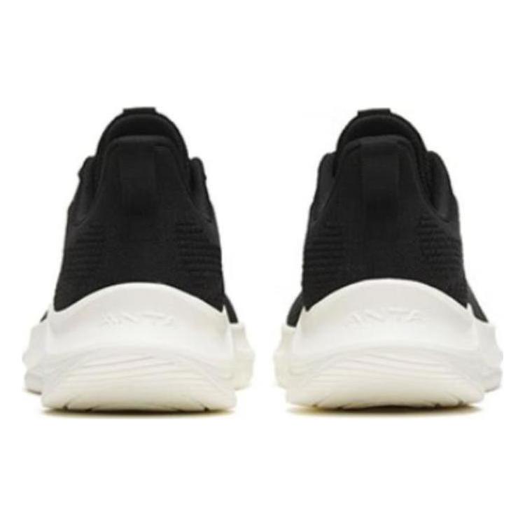 New Anta Flyknit Slip Resistant, Abrasion Resistant, Lightweight Low Top Sprint Running Shoes Women's Black White 922315582-1