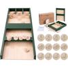 Dinosaur Shuffleboard 80 Cm - Skill Game for Children from 4 Years - 2-Part Wooden Game - 10 Discs and Cotton Bags
