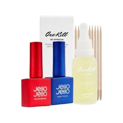 3-Schritte Peel-Off Gel-Nagelsystem Kit – Base Gel, No-Wipe Glänzendes Top Gel & One Kill Remover | Acetonfreie Gelentfernung (10ml + 10ml + 30ml)