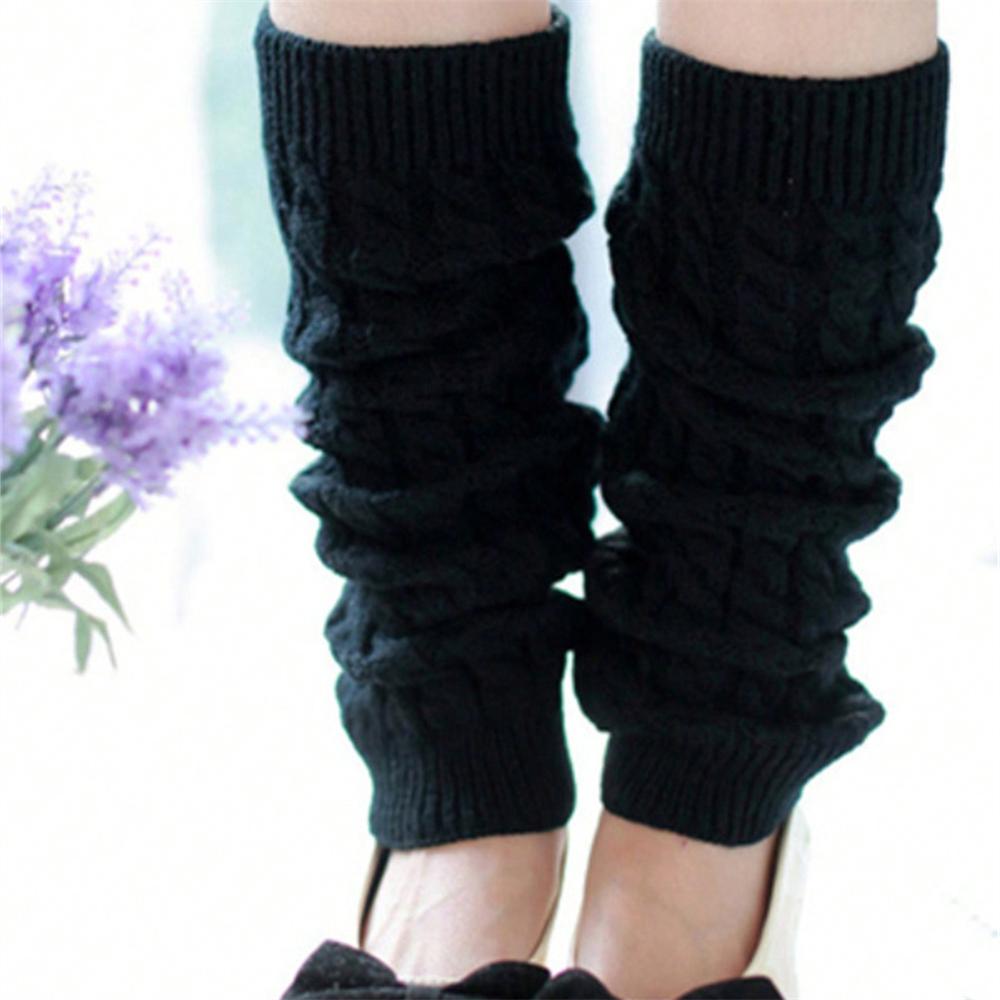 1PC Gaiters Boot Cuffs Woman Thigh High Warm Knit Knitted Knee Socks Black Leg Warmers for Women