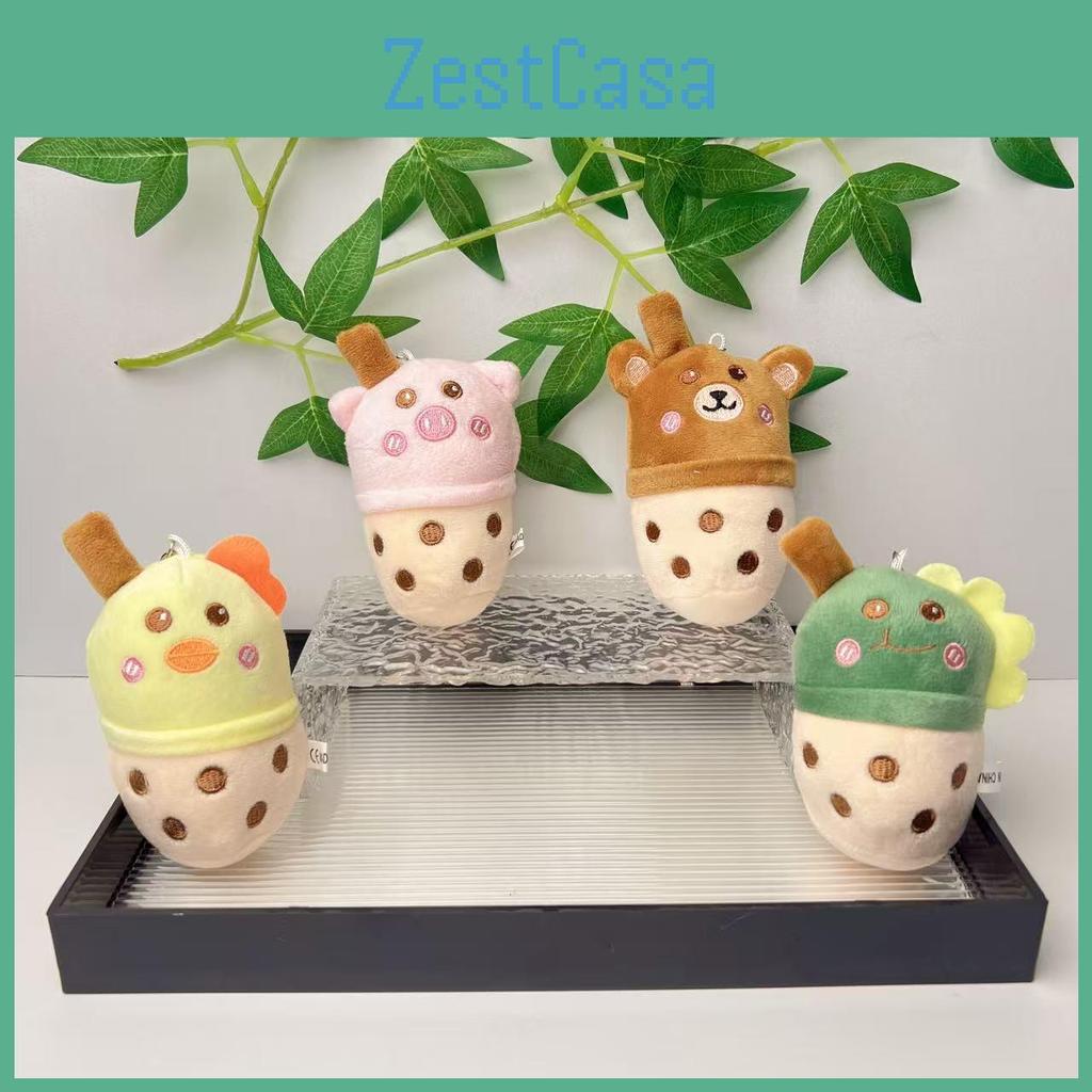 Sweet Pig Milk Tea Cup Plush Keychain With Short Plush Filling For Fun Accessories