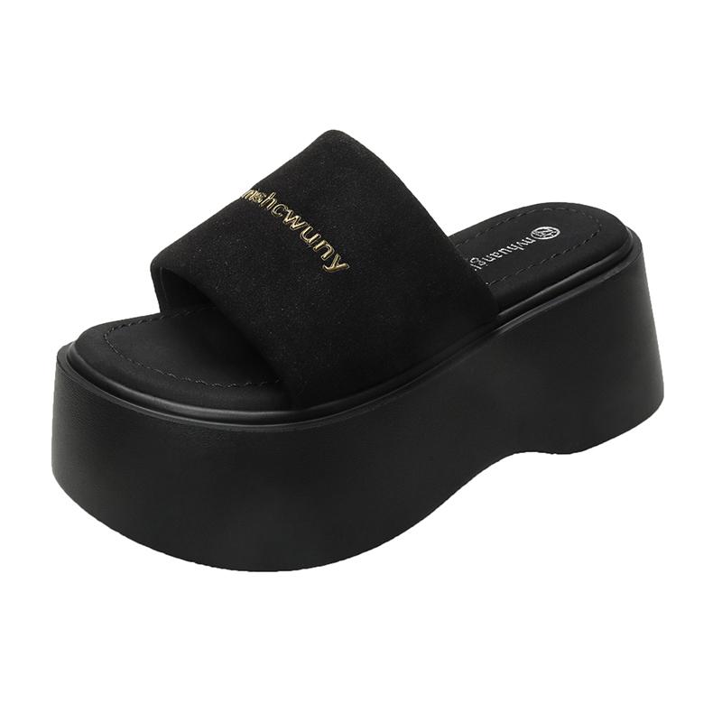 Fashion New Summer Women Slippers Thick Soles Flip-Flops Ladies Wedge Heels Beach Shoes Woman High Platform Slippers Outside Sandals 8CM