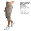 Women Cropped Pants Elastic High Waist Straight Leg Cargo Pants with Pockets Summer Casual Pants Versatile Wear