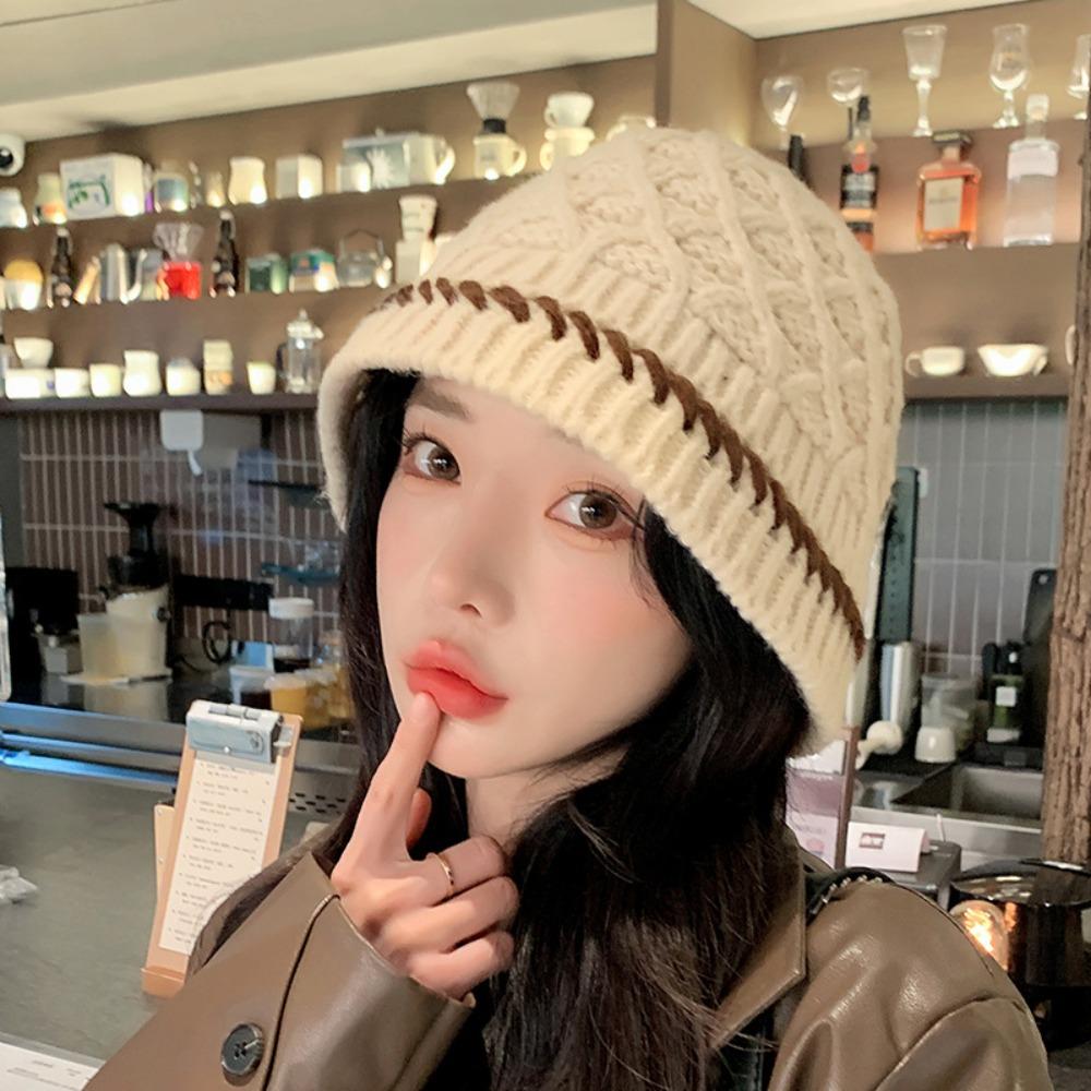 Bohemian Style Knitted Beanies Hat Thin Winter Weave Cap Sweet Crochet Pullover Hat  Autumn