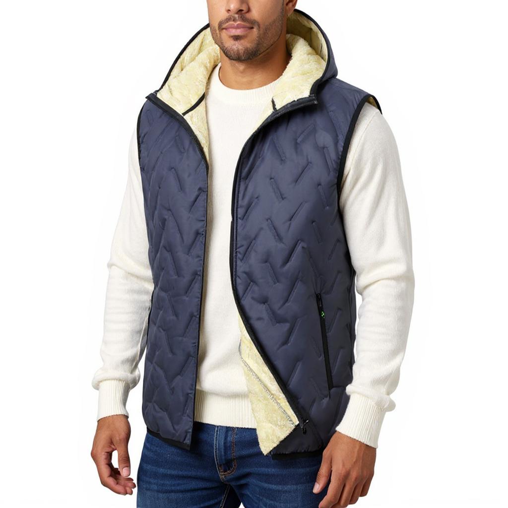 Men's  Leisure  Adding Fleece  Thickened  Hooded Hood  Vest  Coa