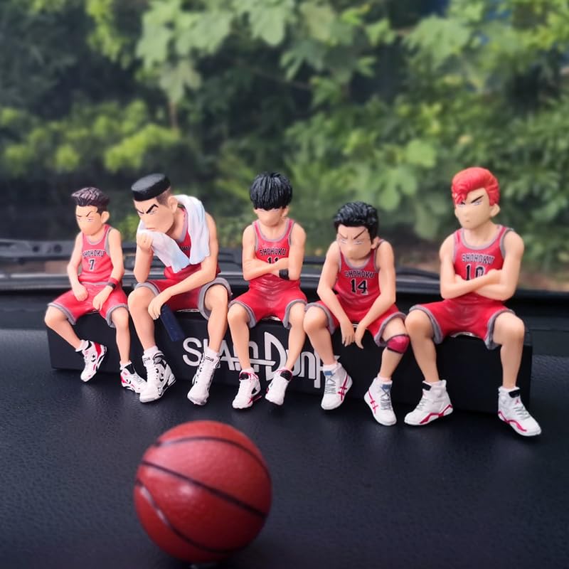 KRGNPLE Toy Model Hanamichi Kaede Ryota Hisashi Takenori Mitsuyoshi Coach Car Cartoon Figure License Plate Trumpet Parking Set Coach Total of 6