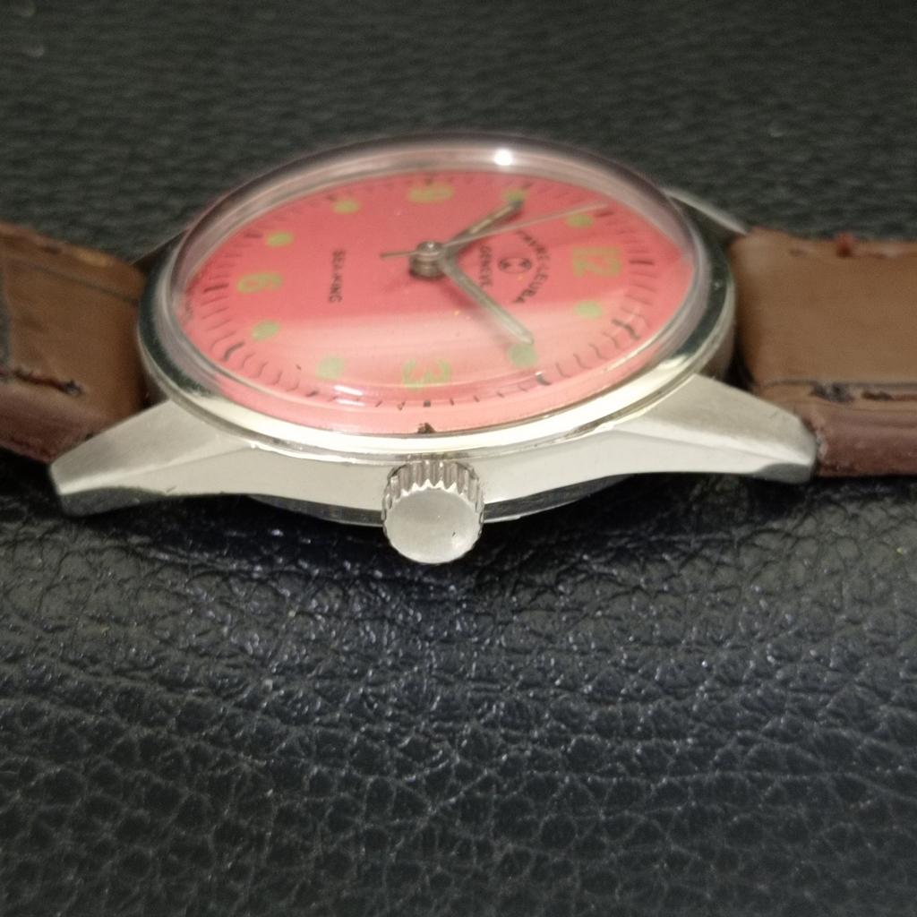 SWISS VINTAGE FAVRE LEUBA 111 SEA KING HAND-WINDING MENS PINK WATCH A702010-5 R208-a702010