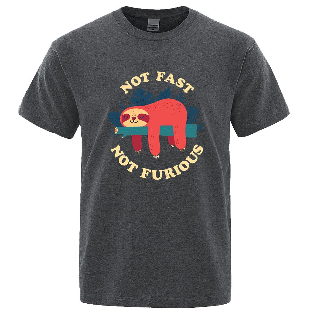 Not Fast Not Furious Cartoons Printing Men Tee Shirts Breathable Brand Tops Street Fashion T-shirt Mens Casual Summer T Shirts