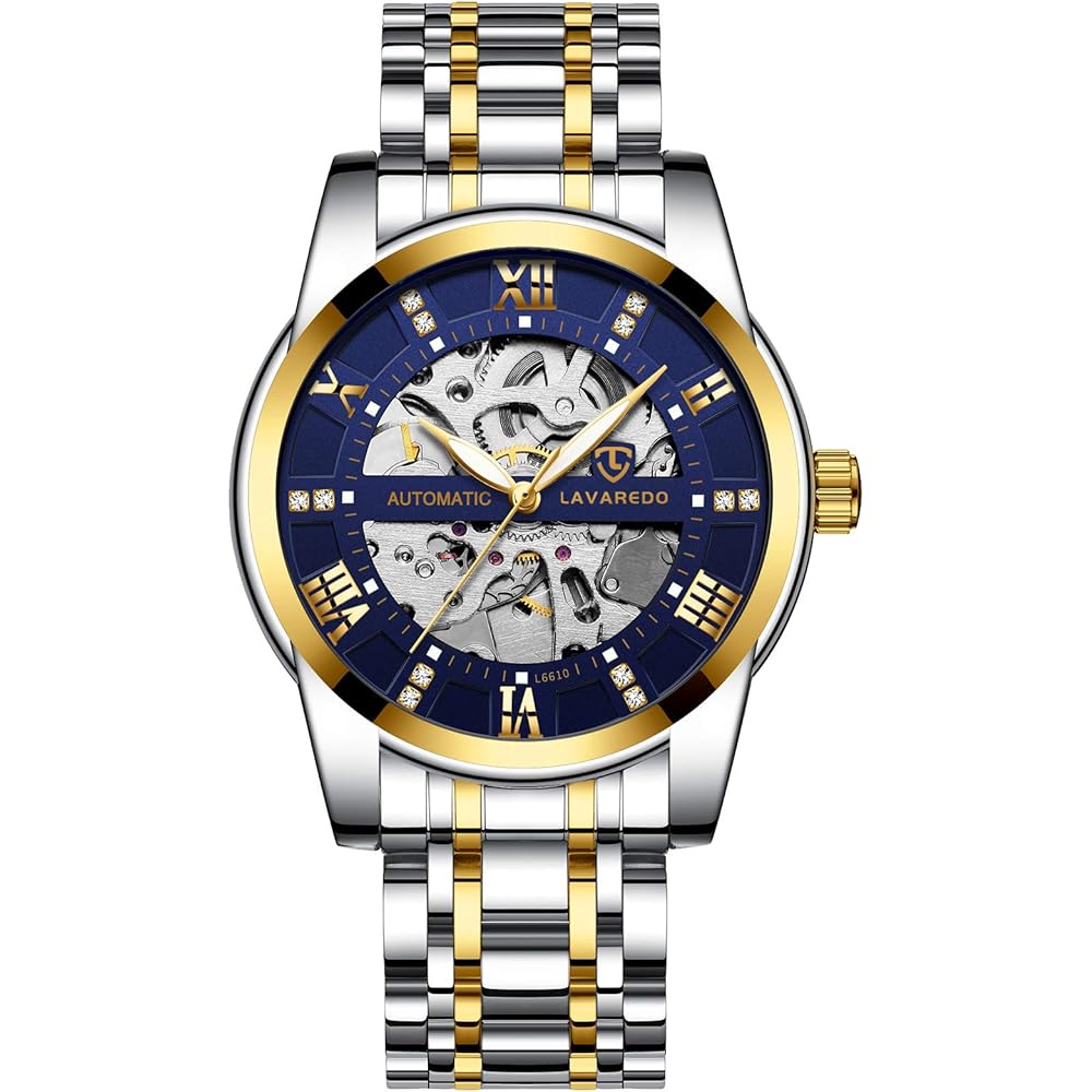 Men s Luxury Skeleton Watch Silver Stainless Steel Automatic Waterproof Luminous Diamond Roman Numerals Dial