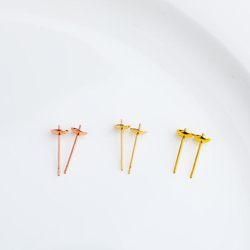 Позолоченная 14K Gold-Filled основа-гвоздик для серег с площадкой для жемчуга для самостоятельного изготовления бижутерии 14K Gold 3MM Base Post 1 Pair
