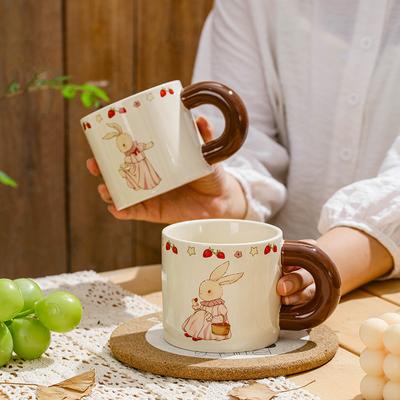 Pastoral Rabbit Chinese Style Ceramic Cups Creative Gifts  Breakfast Cups  Coffee Cups  Cute Mugs  and Personalized Office Designs