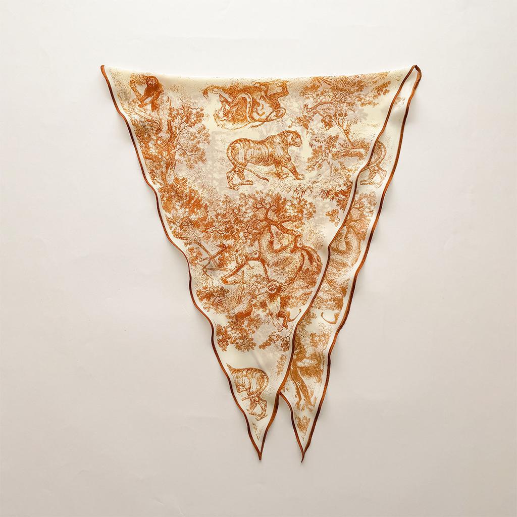 Retro Cashew Print Silk Scarf Accessories Rhombus Versatile Triangle Scarf Spring And Summer Thin Out Clothing With Shawl