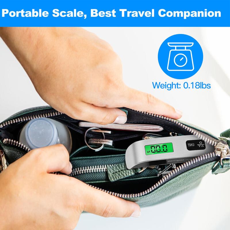 Báscula de equipaje portátil de 50 kg, báscula digital para colgar bolsas, báscula de peso de mano con pantalla LCD, báscula electrónica de viaje, herramienta de pesaje