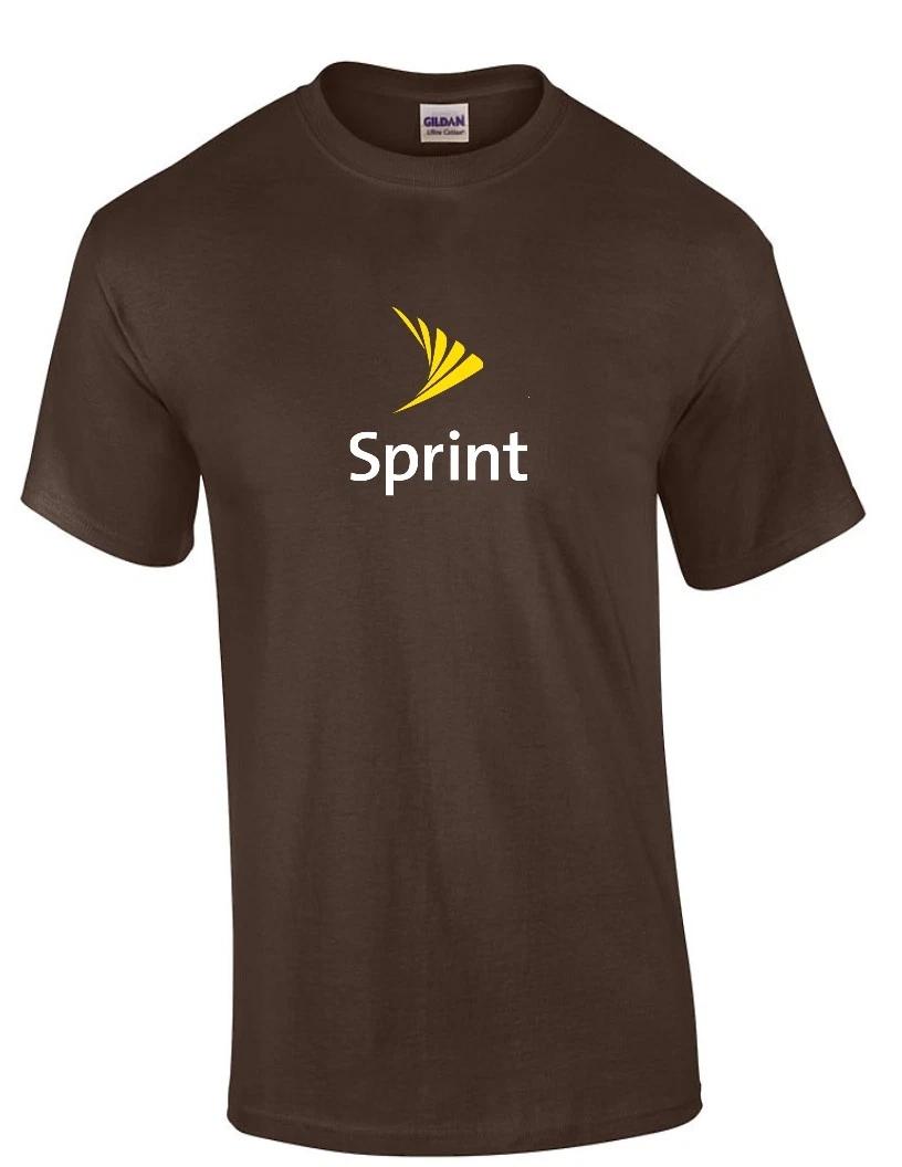 

Sprint White Yellow LOGO T-Shirt Funny GEEK Cellular Phone Chocolate Brown Shirt 3XL