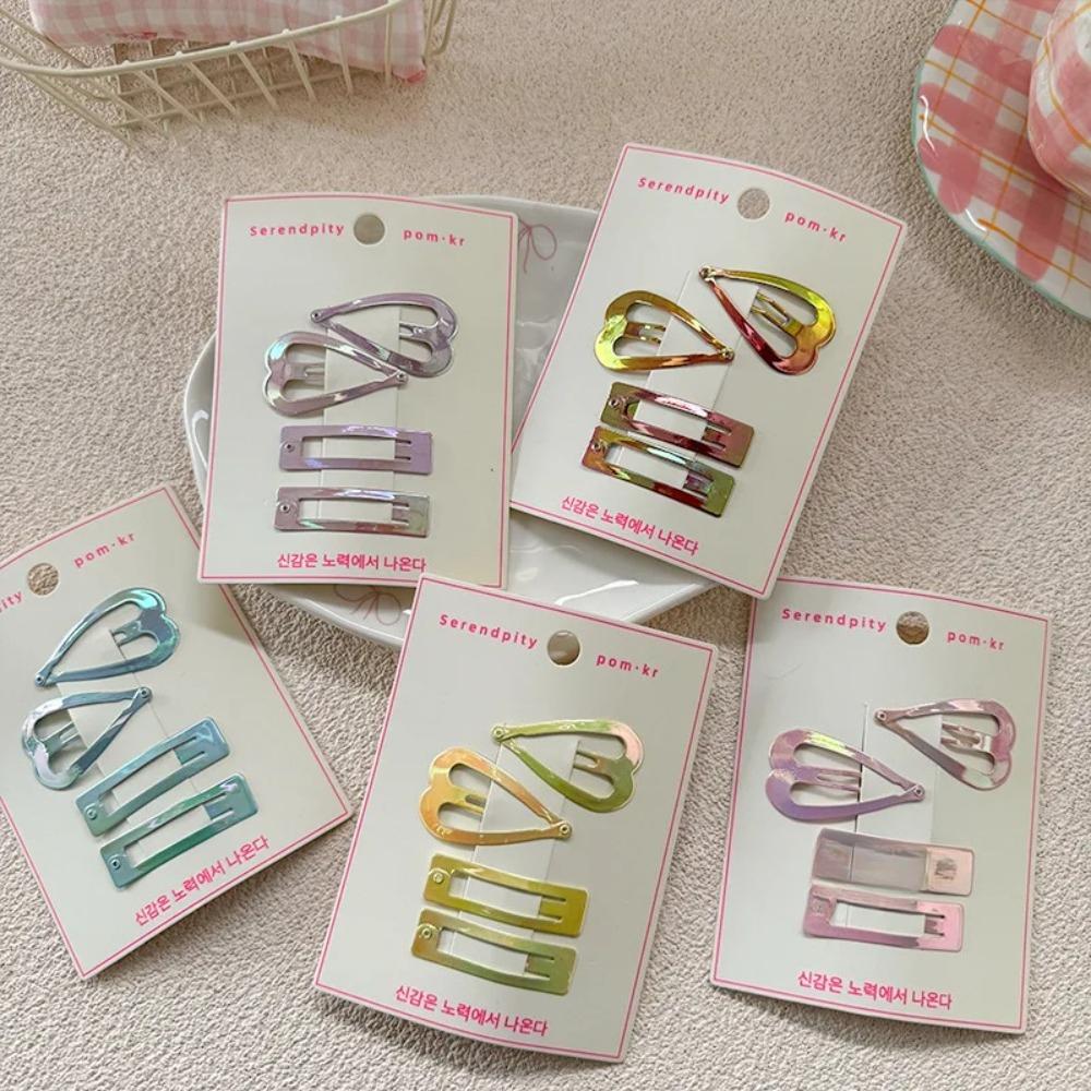 4pcs/set New Korean Amber Glossy Acetate Water Drop BB Snap Hair Clip for Girls Fashion Elegant Side Stray Hair Pin for Toddler